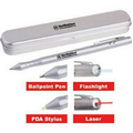 Light Up Pen - LED - Laser Pointer - Stylus - Silver